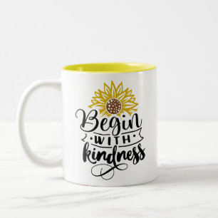 Taza Bicolor Comenzar con la amabilidad del tazón de café de do