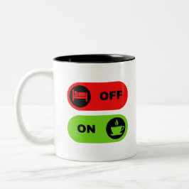 Taza Bicolor Comenzar y tomar un café divertido rojo y verde