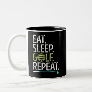 Taza Bicolor Comer Dormir Golf Repetir Golfing Golfista Diverti