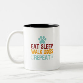 Taza Bicolor comer dormir perro caminar repetir Dachshund Sasqu
