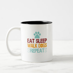 Taza Bicolor comer dormir perro caminar repetir Dachshund Sasqu