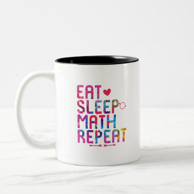 Taza Bicolor Comer matemáticas de repetición de sueño (Izquierda)