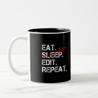 Taza Bicolor Comer Sleep Editar Repetir regalo del editor diver