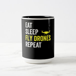 Taza Bicolor Comer Sleep Fly Drones Repetir Drone Pilot Quadcop