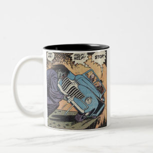 Taza Bicolor Cómic de terror vintage de los 50