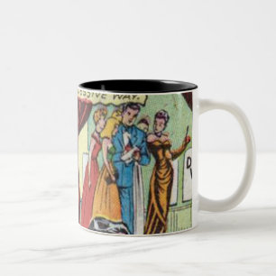 Taza Bicolor Cómic romántico de los años 50   Mejor regalo de h