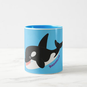 Taza Bicolor Cómico asesino ballena orca personalizado lindo il