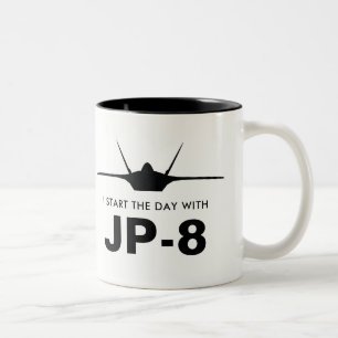 Taza Bicolor Comience el día con JP-8 Raptor F-22 Mug