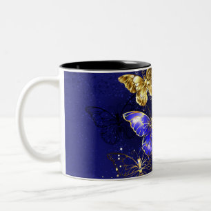 Taza Bicolor Composición con mariposas de zafiro