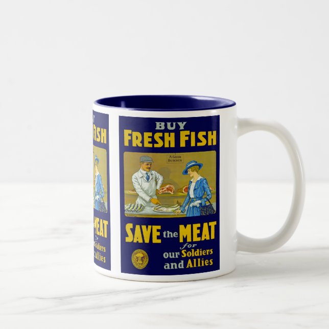 Taza Bicolor Comprar pescado fresco ~ Guardar carne (Derecha)