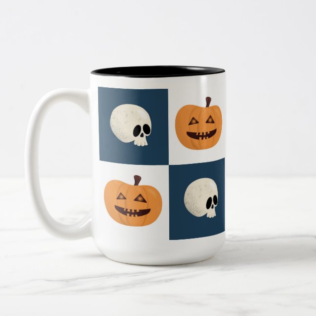 Taza Bicolor Comprobaciones de calaveras y calabazas (Izquierda)