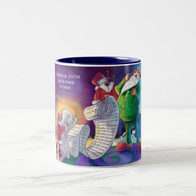 Taza Bicolor Compruébelo dos veces Santa (Centro)