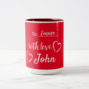 Taza Bicolor Con amor del rojo