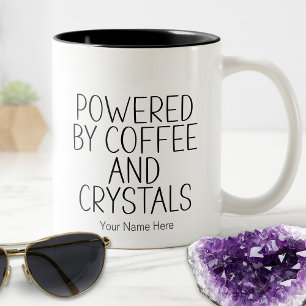 Taza Bicolor Con Energía de Café y Cristales Cita Metafísica