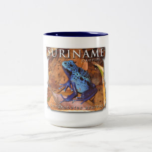 Taza bicolor con la rana azul