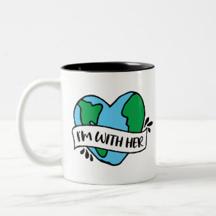 Taza Bicolor Con su icono ecológico Happy Earth Clipart Ecof