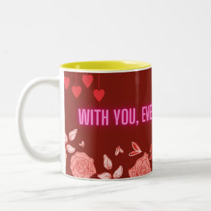 Taza Bicolor Con Usted Cada Sip Es Un Café Dulce-Romántico