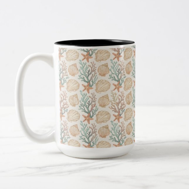 Taza Bicolor Conchas y Coral (Izquierda)