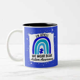 Taza Bicolor Conciencia Sobre El Autismo En Abril Usamos Azul