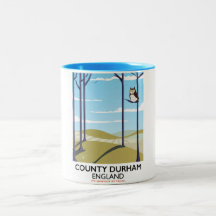 Taza Bicolor Condado de Durham, poster de trenes de Inglaterra