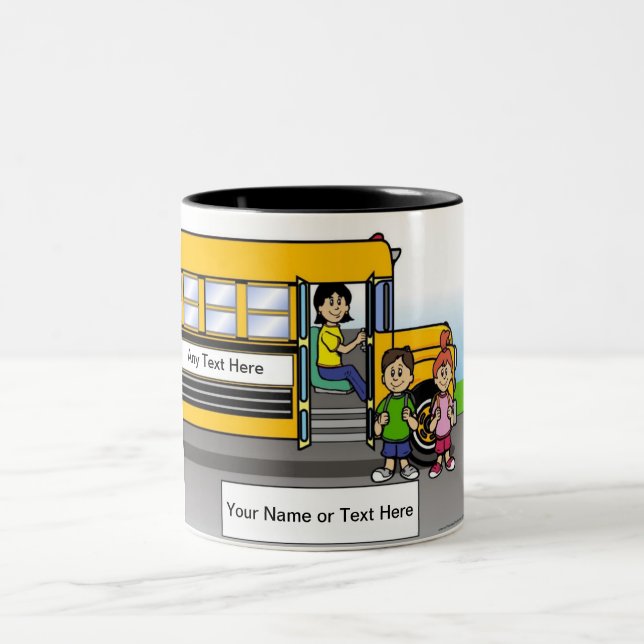 Taza Bicolor Conductora de autobús escolar personalizada - Pers (Centro)