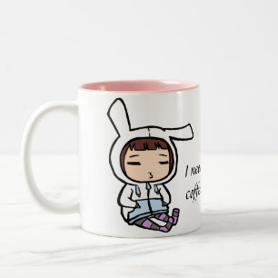 Taza Bicolor Conejito adicto del café