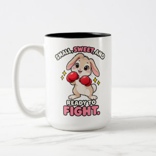 Taza Bicolor Conejito de boxeo lindo listo para luchar