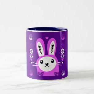 Taza Bicolor Conejito lindo de vacaciones de Pascua