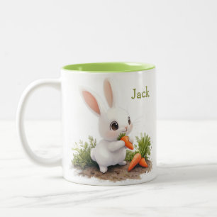Taza Bicolor Conejito Personalizado Adorable con Zanahoria