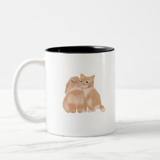 Taza Bicolor conejito y gato.