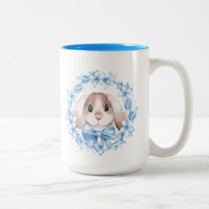 Taza Bicolor Conejito y guirnalda azul