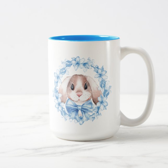 Taza Bicolor Conejito y guirnalda azul (Derecha)