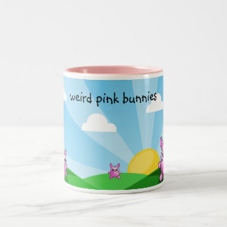 Taza Bicolor conejitos rosados extraños,