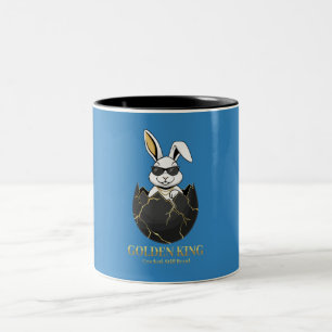 Taza Bicolor Conejo con gafas geniales, dorado, agrietado, real