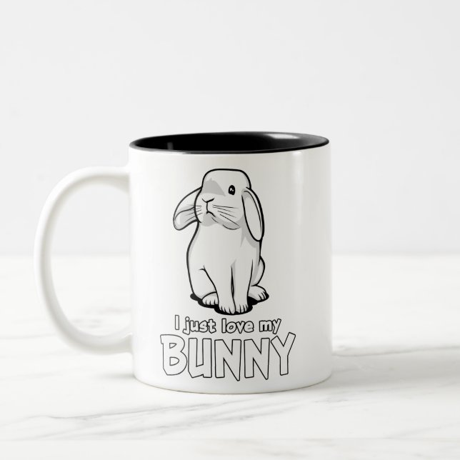 Taza Bicolor Conejo Cuto Me Encanta Mi Conejo (Izquierda)