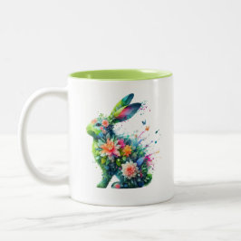 Taza Bicolor Conejo de conejo con energía eléctrica de flores