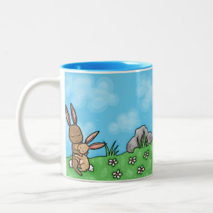 Taza Bicolor Conejo de la madre y abrazo de conejito del bebé