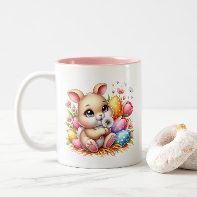 Taza Bicolor Conejo de Pascua  (Con donut)