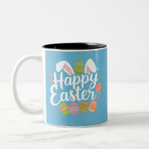 Taza Bicolor Conejo de Pascua Feliz Pascua Fiesta del Huevo 