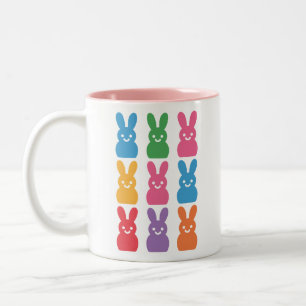 Taza Bicolor Conejo de Pascua Huevos Cuadro Leopardo
