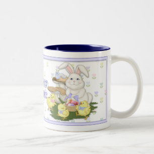 Taza Bicolor Conejo de Pascua y Chicas