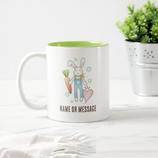 Taza Bicolor Conejo de peluche personalizado lindo (Subido por el creador)