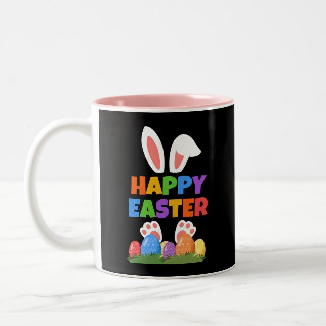 Taza Bicolor Conejo Feliz de Pascua  (Izquierda)