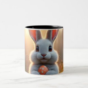 Taza Bicolor Conejo feliz de Pascua en la magia de la primavera