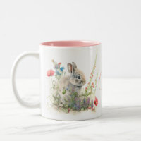 Conejo Personalizado Acuarela Flores Silvestres