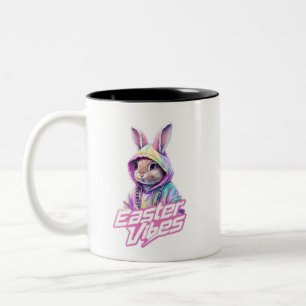 Taza Bicolor Conejo personalizado Vibes de Pascua Arte