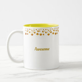 Taza Bicolor Confeti Dorado y Texto Personalizado sobre Blanco