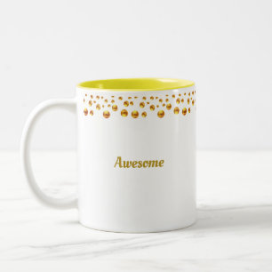 Taza Bicolor Confeti Dorado y Texto Personalizado sobre Blanco
