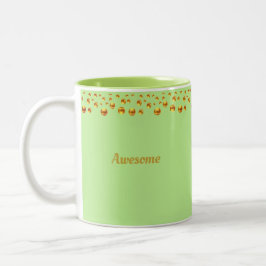 Taza Bicolor Confetti dorado y texto personalizado sobre verde 