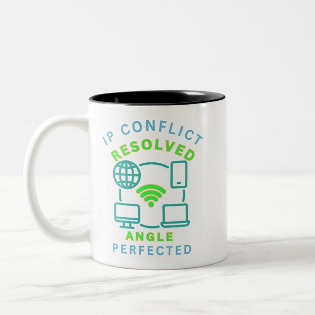 Taza Bicolor Conflicto de IP reservado. Ángulo perfeccionado (Izquierda)